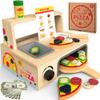 WOODMAM Wooden Pizza Toy - 48 PCS Montessori Pretend Play Food for Ages 3+, Educational Learning Toy Wooden Playset with Bake Oven, Christmas Birthday Gift for 3 4 5 6 Year Old view 1