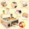 WOODMAM Wooden Pizza Toy - 48 PCS Montessori Pretend Play Food for Ages 3+, Educational Learning Toy Wooden Playset with Bake Oven, Christmas Birthday Gift for 3 4 5 6 Year Old view 4