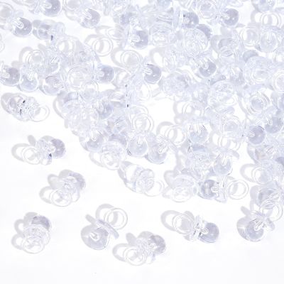 200 Pieces 0.86 Inch Baby Pacifier Baby Shower Plastic Pacifier for Baby Shower Pacifier, Baby Shower Gender Show Party Decoration DIY Birthday Party Gift (Clear)