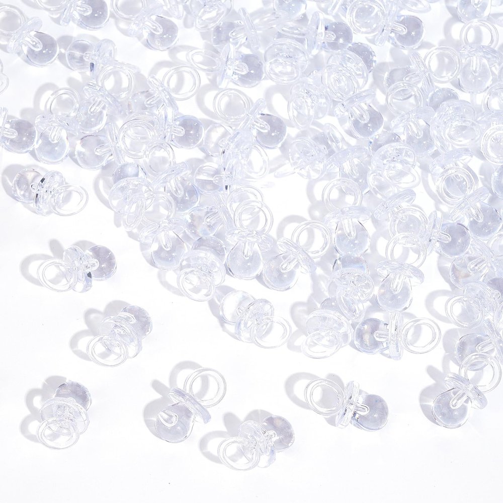 200 Pieces 0.86 Inch Baby Pacifier Baby Shower Plastic Pacifier for Baby Shower Pacifier, Baby Shower Gender Show Party Decoration DIY Birthday Party Gift (Clear)