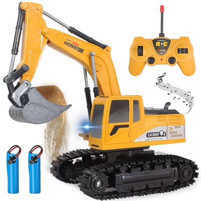 Jiakora Remote Control Excavator Toys for Boys, RC Excavator Toy for Boys 3 4 5 6 7 8 Year Old Kids Christmas Birthday GiftRC Digger Truck Construction Vehicles with Metal Shovel & Light