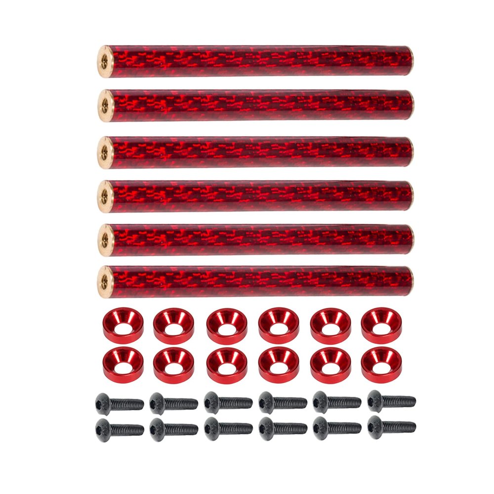 AMK 6Pcs 67mm Carbon Fiber Bumper Tube Link Rods 1/10 Crawler Body Support Bars for LCG Chassis DIY Cheater Rigs Axial SCX10 II Element Enduro TRX6 TRX4 Upgrades (Red)