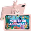 DOOGEE U9 Kid Tablet 10 inch HD Kids Tablet, 7GB+64GB/TF 1TB Quad Core, Android 13 Tablet for Kids 3-7 with 5060mAh |WiFi-6 |BT 5.0| Dual Camera |OTG| Widevine L1-Pink view 1