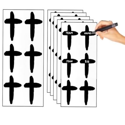 Glare Guards Player Cross Eye Black Stickers 36pc - Versatile Long Lasting Sports Eyeblack Strips for Christian Athletes in Football, Baseball, Basketball, and More