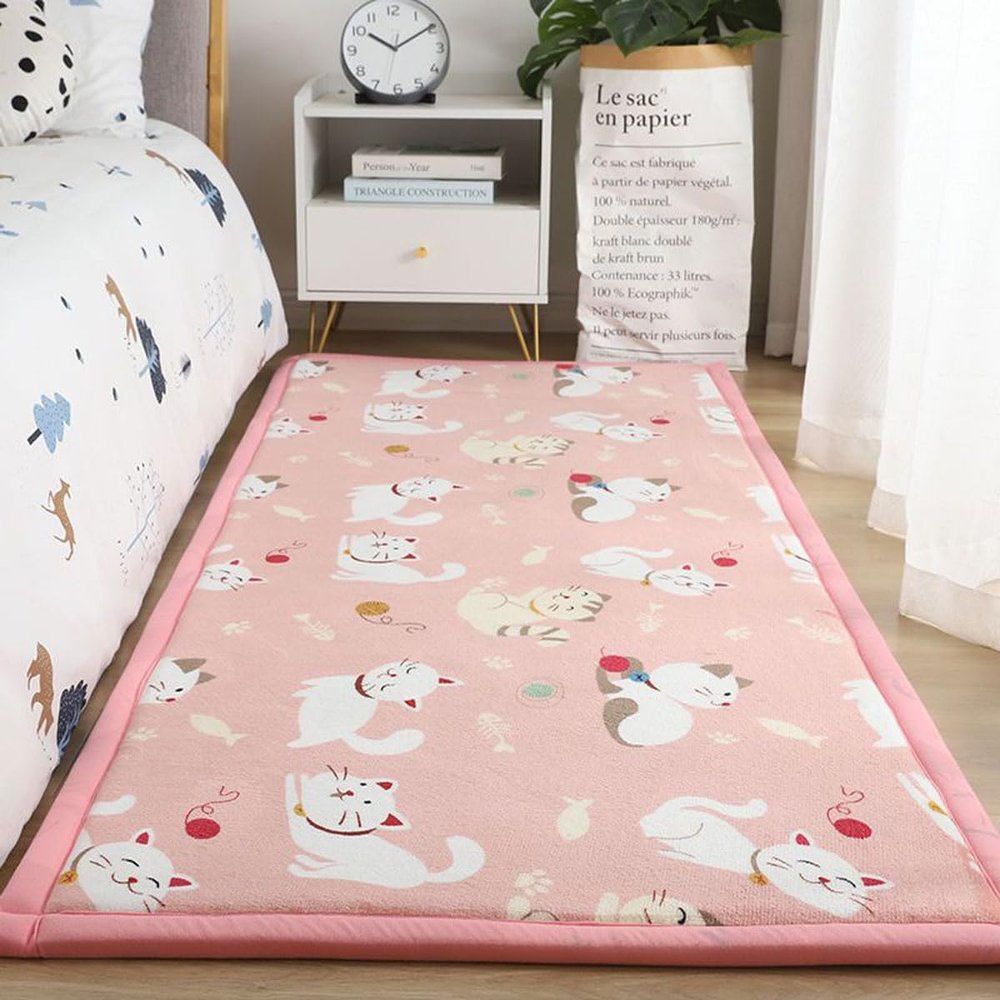 Dmkjdzsw Play Crawling mat for Nursery Baby, Extra Soft Activity Floor Mat for Kids Playroom Bedroom- Happy Kitten on Pink background-100 * 150cm