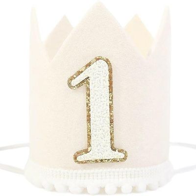 BOOMPA Boho 1st Birthday Celebration Hat - 1st Birthday Crown HatNatural Boho First Birthday DecorationsBest 1st Birthday Accessories, Milky white Colored 1st Birthday Hat, Cake Smash Photo Prop