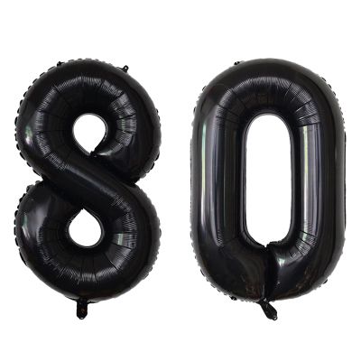 40 Inch Black 80 Number Balloons, Giant Jumbo Helium Mylar Foil Black Number Balloons for Birthday, Black Mylar Digital Balloons for 80th Birthday, Anniversary Party Decorations Supplies