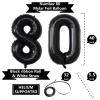 40 Inch Black 80 Number Balloons, Giant Jumbo Helium Mylar Foil Black Number Balloons for Birthday, Black Mylar Digital Balloons for 80th Birthday, Anniversary Party Decorations Supplies view 2
