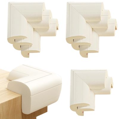 8 Pack Large Table Corner Protector for Kids, Baby Proofing Soft Rubber Foam Cushion Corner Covers, Heavy-Duty Corner Bumper Guards for Furniture Stair Cabinet Fireplace - Pre-Taped, White