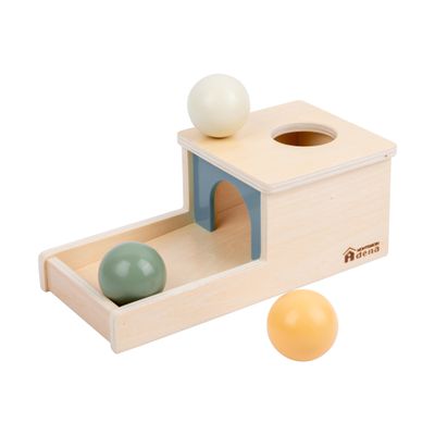 Adena Montessori Wooden Toy for 6-12 Month Baby 3 Balls, Object Permanence Box with Tray Colorful Learning Education Toy for Toddler Kid 1-2 Year Old, Preschool Developmental Girl and Boy Gift