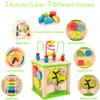 WOODMAM Wooden 7-in-1 Activity Cube| Montessori Toys for 1 2 3 Year Old Toddlers| Baby Educational Developmental Toys |One Year Old Boys Girls First Birthday Gifts |Bonus Sorting & Stacking Board view 2