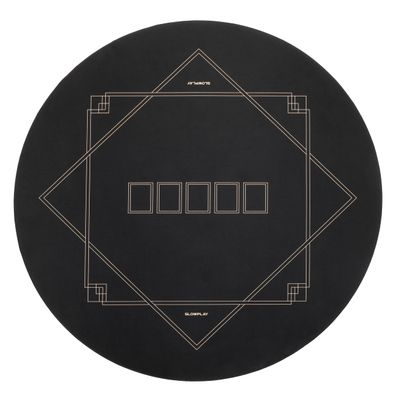 SLOWPLAY Godel 47 Inch Round Poker Mat for Texas Holdem | Poker Table Top with Extra Water Repellency, Hemmed Edges, Noise Reduction | Super Portable for Gaming Everywhere (Black and Champagne Gold)