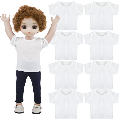 8 Pcs 18 Inch Boy Doll T Shirt Clothes Sublimation 18 Doll Outfits Accessories Classical Tee Shirts Fit 18 Inches Doll for Doll Decoration DIY Pretend Play
