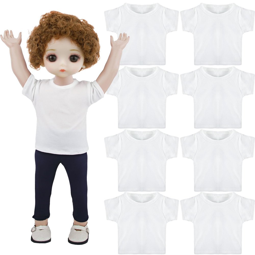 8 Pcs 18 Inch Boy Doll T Shirt Clothes Sublimation 18 Doll Outfits Accessories Classical Tee Shirts Fit 18 Inches Doll for Doll Decoration DIY Pretend Play