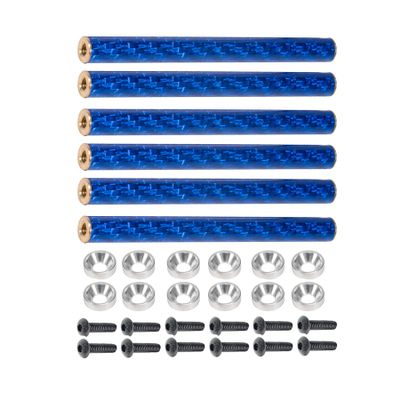 AMK 6Pcs 75mm Carbon Fiber Bumper Tube Link Rods 1/10 Crawler Body Support Bars for LCG Chassis DIY Cheater Rigs Axial SCX10 II Element Enduro TRX6 TRX4 Upgrades (Blue)