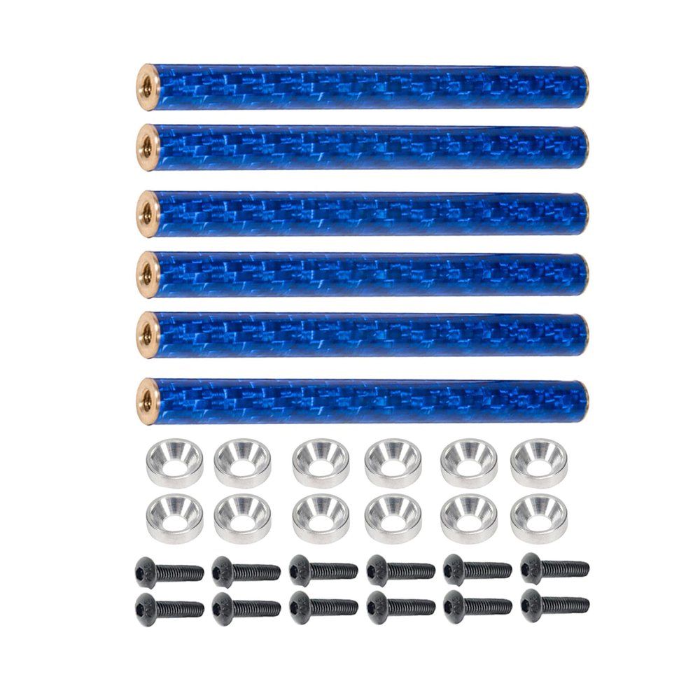 AMK 6Pcs 75mm Carbon Fiber Bumper Tube Link Rods 1/10 Crawler Body Support Bars for LCG Chassis DIY Cheater Rigs Axial SCX10 II Element Enduro TRX6 TRX4 Upgrades (Blue)
