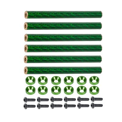 AMK 6Pcs 78mm Carbon Fiber Bumper Tube Link Rods 1/10 Crawler Body Support Bars for LCG Chassis DIY Cheater Rigs Axial SCX10 II Element Enduro TRX6 TRX4 Upgrades (Green)