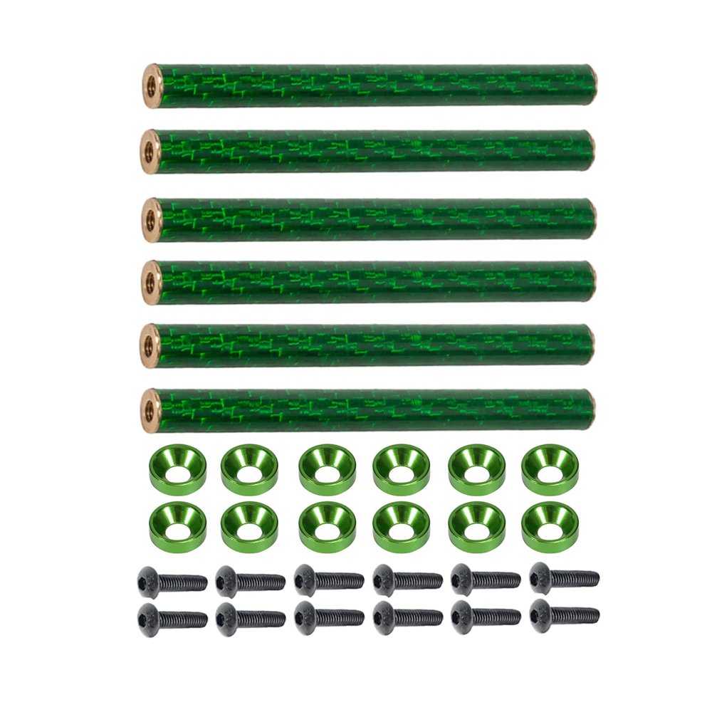 AMK 6Pcs 78mm Carbon Fiber Bumper Tube Link Rods 1/10 Crawler Body Support Bars for LCG Chassis DIY Cheater Rigs Axial SCX10 II Element Enduro TRX6 TRX4 Upgrades (Green)