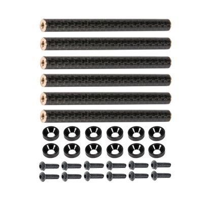 AMK 6Pcs 78mm Carbon Fiber Bumper Tube Link Rods 1/10 Crawler Body Support Bars for LCG Chassis DIY Cheater Rigs Axial SCX10 II Element Enduro TRX6 TRX4 Upgrades (Black)