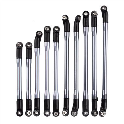 10Pcs/Set Metal Link Set Plastic Rod End for 1/10 RC Crawler Car for A-xial SCX10 II 90046 Modification Accessories (Color : Gray)