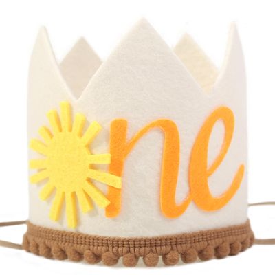 Boho Sunshine Crown for Baby's First Birthday Party - Handmade Golden Sun Hat for 1st Birthday Decor