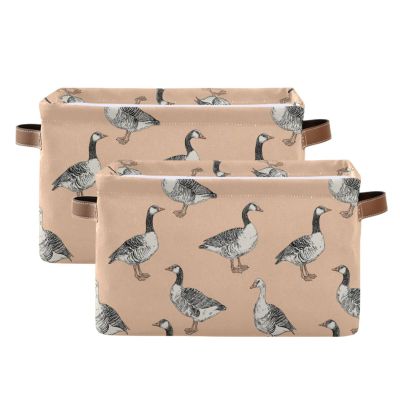 Aslsiy Storage Basket Funny Geese Nursery Bins Apricot Baby Box Canvas Clothes Shelf Basket Laundry Hamper Gift Basket for Home Closet 2 Pcs
