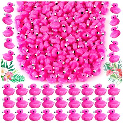 HFAYDZSW 300Pcs Mini Resin Flamingo Ducks, Cute Figurines for Cake Topper, Garden, Dollhouse, Landscape, Aquarium Ornaments, DIY Crafts
