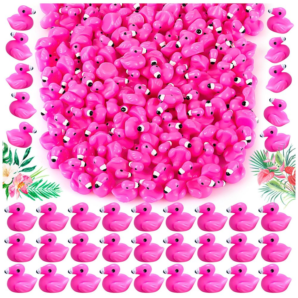 HFAYDZSW 300Pcs Mini Resin Flamingo Ducks, Cute Figurines for Cake Topper, Garden, Dollhouse, Landscape, Aquarium Ornaments, DIY Crafts