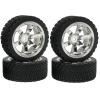 WONFAST 4PCS 65mm RC Rally Car Rubber Tires and 6-Spokes Wheel Rims 12mm Hex Compatible with 1/10 RC On-Road Rally Racing Car for HSP Tamiya Sakura HPI WR8 HSP TT02 WLtoys RC Parts (Silver) view 1