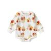 FYBITBO Thanksgiving Baby Girl Boy Outfit Turkey Pullover Sweatshirt Romper Long Sleeve Onesie Cute Fall Clothes (beige tukey romper,12-18 Months) view 1
