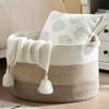 Luxury Little Extra Large Nursery Storage Basket, 22 x 22 x 14 inches - 100% Cotton Rope Baskets with Handles, Blanket Basket for Toys, Blankets & Pillows - Brown & White view 1