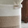 Luxury Little Extra Large Nursery Storage Basket, 22 x 22 x 14 inches - 100% Cotton Rope Baskets with Handles, Blanket Basket for Toys, Blankets & Pillows - Brown & White view 4