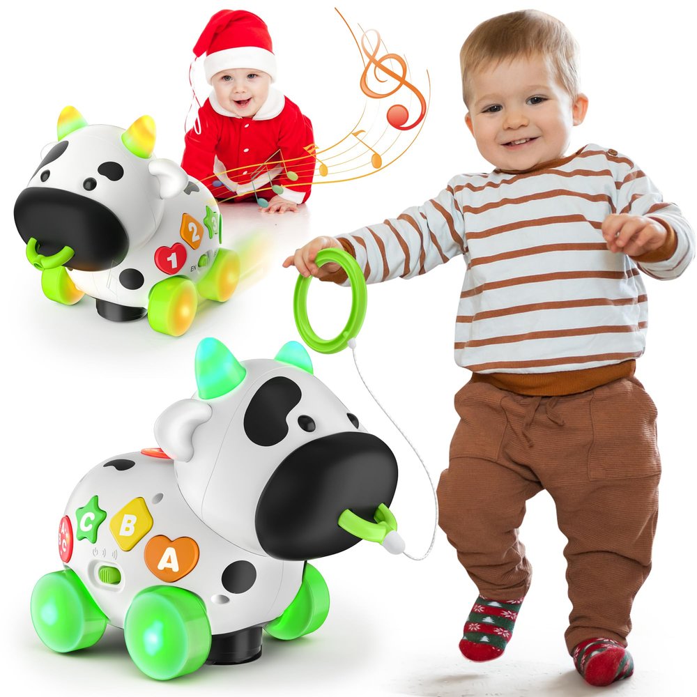 Talkfun Musical Cow Toys for 1+ Year Old Boy Girl, Bilingual Baby Toy 6-12-18 Month, One Year Old Boy Toys, 1 Year Old Girl Gift, Learning Toddler Toy Age 1-2, First Christmas 1st Birthday Gift