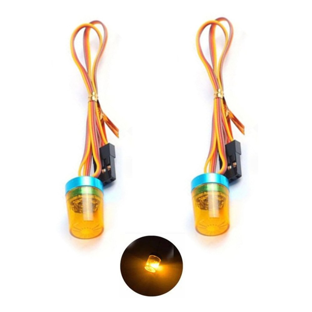 Chanmoo 1/10 1/14 RC Car Led Flash Lights Police OD 13MM Multi-Function 360 Degree Rotating Flashing Lamp for 1:10 Off Road Car 1:14 Tamiya Tractor RC Truck 2PCS (Yellow)