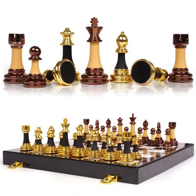 15" Acrylic Chess Sets for Adults Kids with Zinc Alloy + Acrylic Chess Pieces & Portable Folding Wooden Chess Board Travel Tournament Chess Set Strategy Board Game Gift  Chessmen