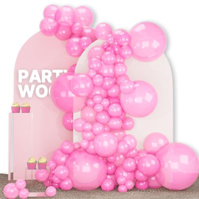 PartyWoo Pearl Pink Balloons 140pcs Different Sizes of 18 12 10 5 Inch Light Pastel Baby Pink Balloon Arch Kit Garland for Girl Baby Shower Princess Gender Reveal Birthday Party Decorations Pink-Z44