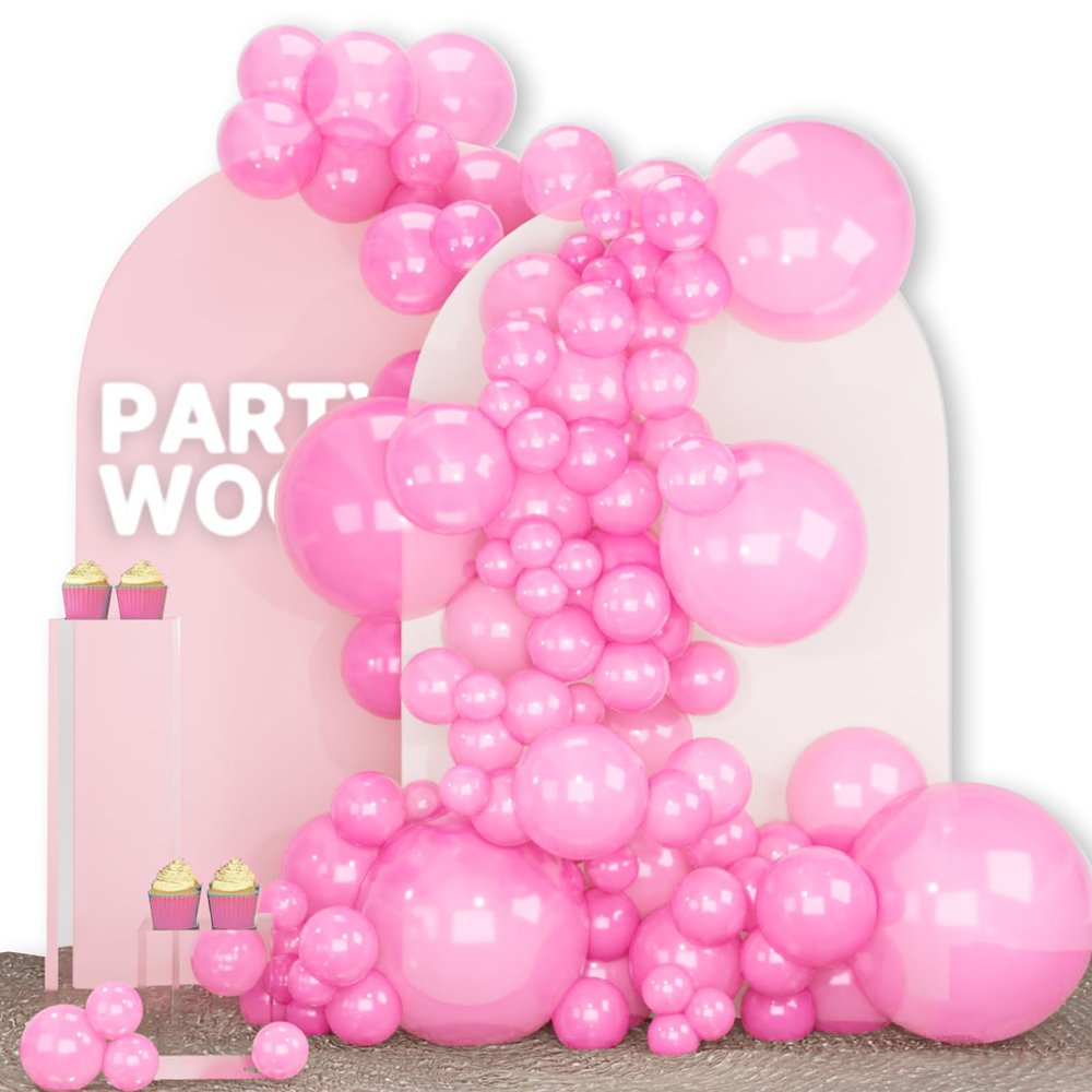 PartyWoo Pearl Pink Balloons 140pcs Different Sizes of 18 12 10 5 Inch Light Pastel Baby Pink Balloon Arch Kit Garland for Girl Baby Shower Princess Gender Reveal Birthday Party Decorations Pink-Z44