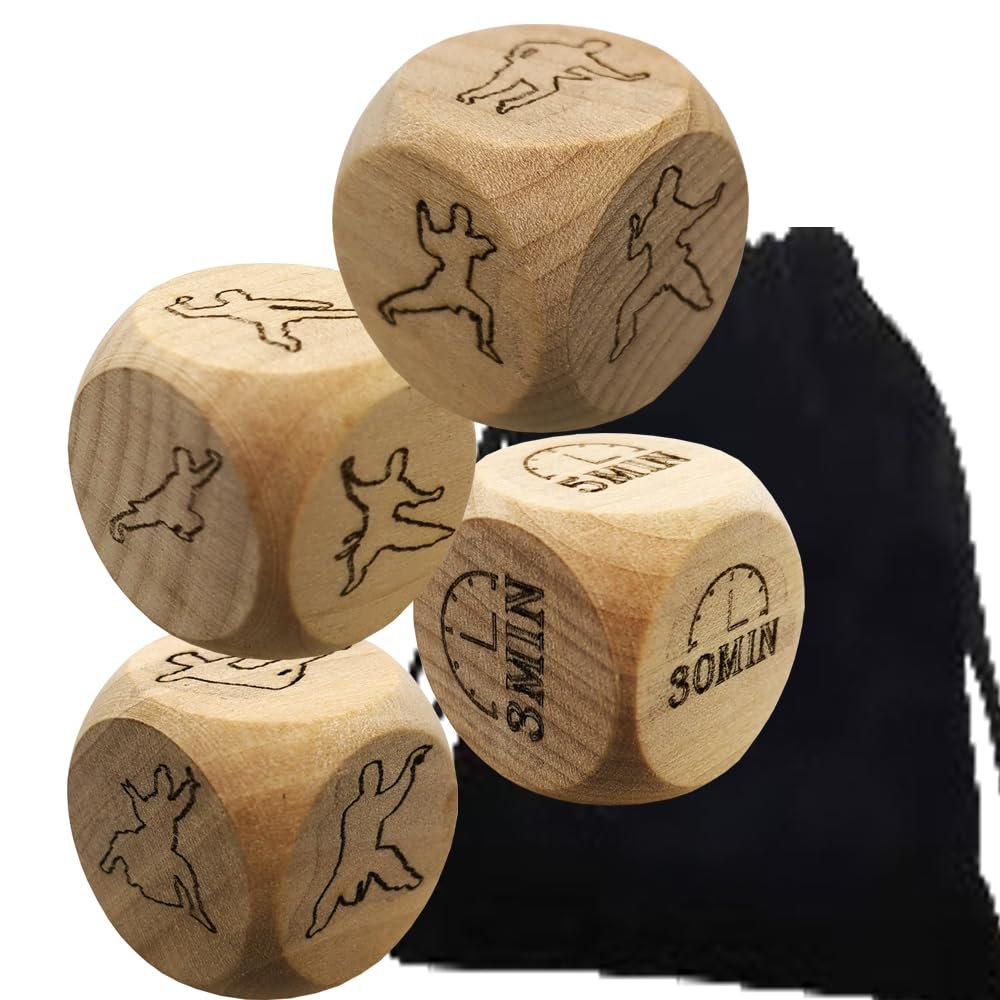 4Pcs Luxury Tai Chi Sports Fitness Body Exercise Couple Dice Sports Game Dice/Family Night Naughty Dice - Improve Sports Fun Gift