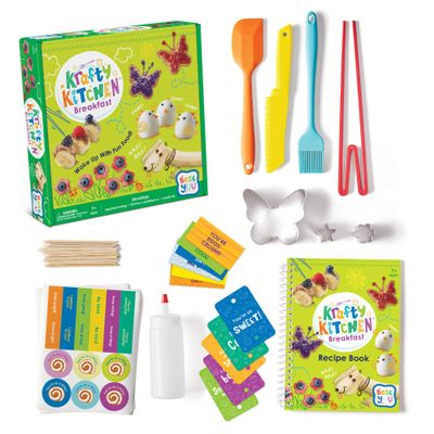 MindWare Best You Krafty Kitchen Breakfast Kit, Kids Cooking Set with Kid-Safe Knife and Tools, Hands-On Food Prep and Recipe Activities, Real Kitchen Learning for Kids Ages 7+