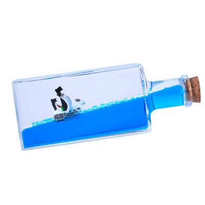Honsheng Unsinkable Boat One Going Pirate Ship Piece Model Merry Toys in a Bottle Box Acrylic Fluid Drift Bottle Cruise Ship Paperweight Desk for Car Decoration Boys Girls Gifts (Large)