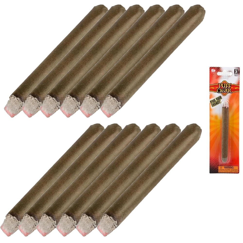 Zugar Land Realistic Looking Fake Stage Puff Cigar (12 Pack) (4.5") Faux Brown Cigar. Looks Like It's lid up.