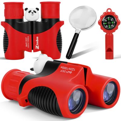 Binoculars for Kids 8x21 High-Resolution Real Optics with Magnifying Glass & Whistle Compass, Kids Binoculars for 3-12 Years Boys and Girls, Best Kids Toys for Outdoor Bird Watching, Hiking, Travel