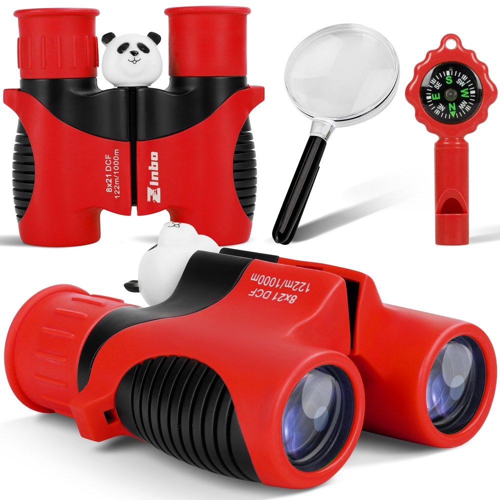 Binoculars for Kids 8x21 High-Resolution Real Optics with Magnifying Glass & Whistle Compass, Kids Binoculars for 3-12 Years Boys and Girls, Best Kids Toys for Outdoor Bird Watching, Hiking, Travel