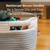 Woven Storage Basket 3 Pack - Medium Woven Basket Cotton Rope Blanket Basket Closet Baskets with Handles Woven Storage Bins Wicker Storage Basket for Blankets Living Room Shelf Baskets for Storage view 4