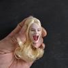 Fremego 1/6 Scale Female Head Sculpt,Female Open Mouth Closed Eyes Expression Head Carved for 12inch Action Figure Body Collection (Yellow Hair) view 1