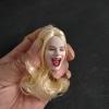 Fremego 1/6 Scale Female Head Sculpt,Female Open Mouth Closed Eyes Expression Head Carved for 12inch Action Figure Body Collection (Yellow Hair) view 2