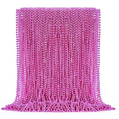 72PCS Bead Necklace, 33" Breast Cancer Awareness Necklaces Bulk, Mardi Gras Bead Necklace Costume, Festival Parade Throw Accessories for Wedding Birthday Gender Reveal Party Events Supplies Decor