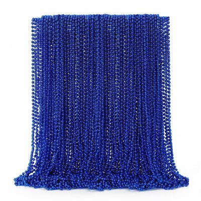 EOBOH 72PCS Christmas Bead Necklace, Blue Bead Necklaces Stuff, 33" Mardi Gras Beads Necklace Costume, Festival Parade Throw Accessories for Wedding Birthday Party Events Supplies Decorations