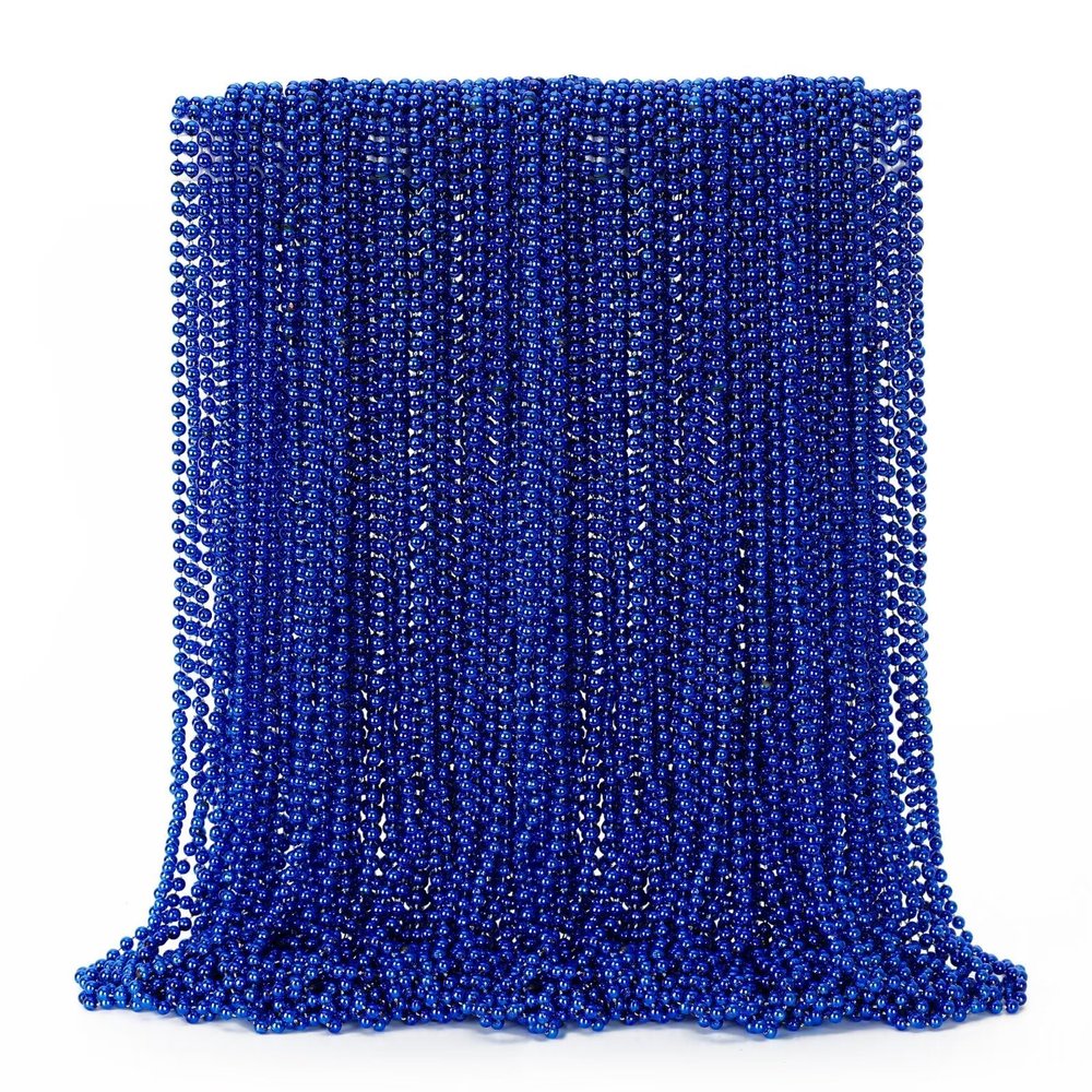 EOBOH 72PCS Christmas Bead Necklace, Blue Bead Necklaces Stuff, 33" Mardi Gras Beads Necklace Costume, Festival Parade Throw Accessories for Wedding Birthday Party Events Supplies Decorations