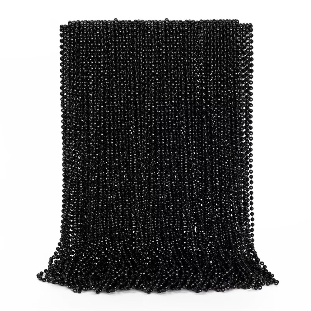 72PCS Mardi Gras Bead Necklace, Halloween Black Bead Necklaces Stuff Accessories, 33" Mardi Gras Beads Necklace Costume, Festival Parade Throw for Halloween Wedding Party Events Supplies Decorations
